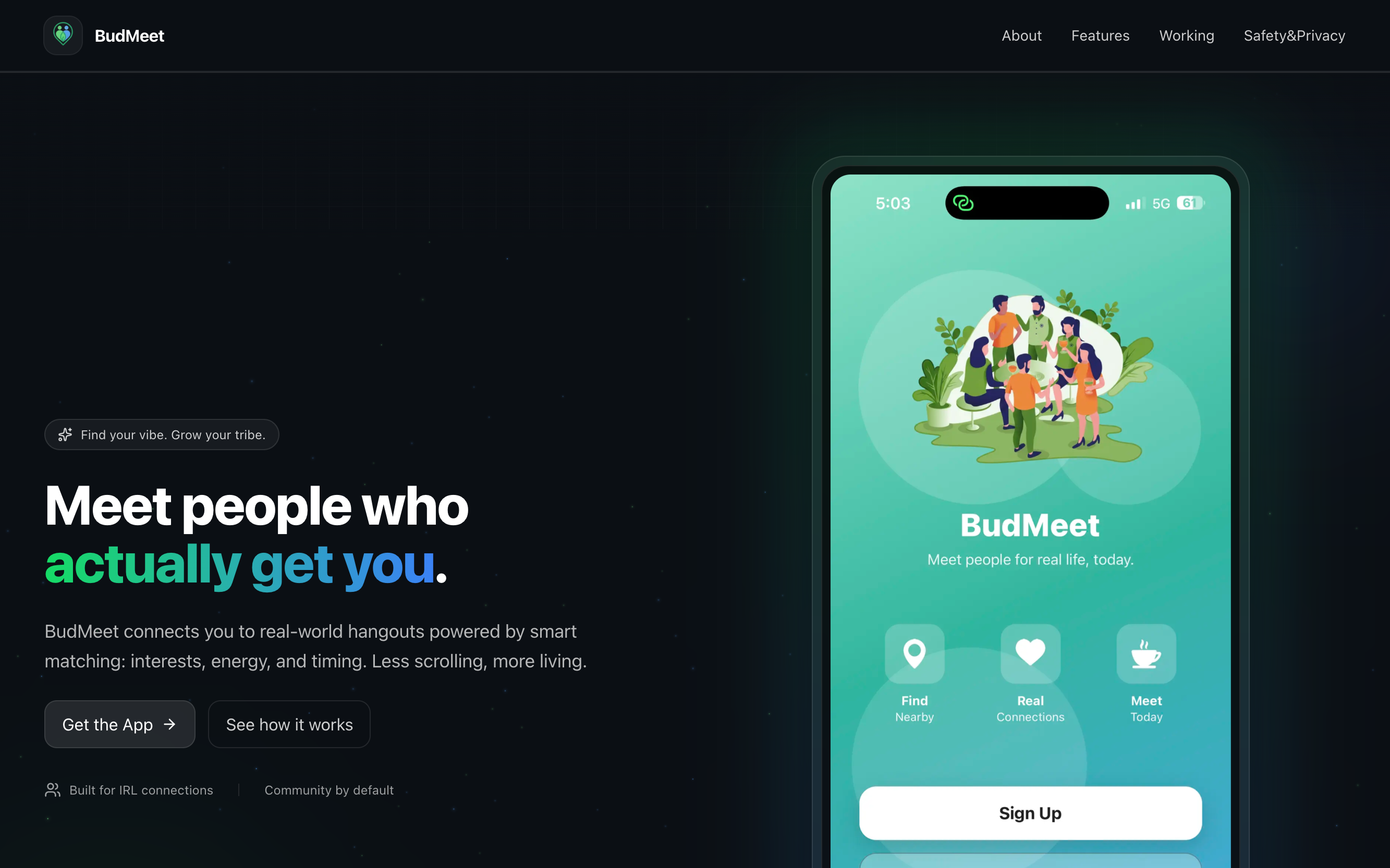 BudMeet website and mobile app preview for social discovery