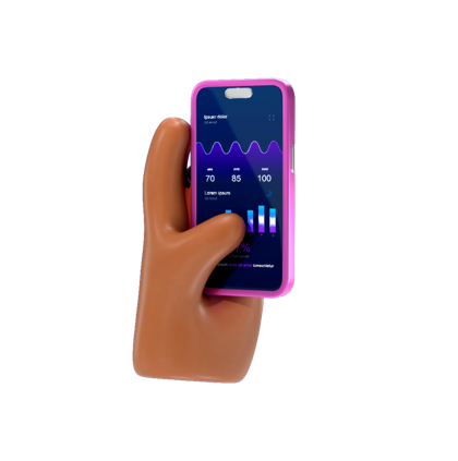 Mobile app illustration with a hand holding a smartphone